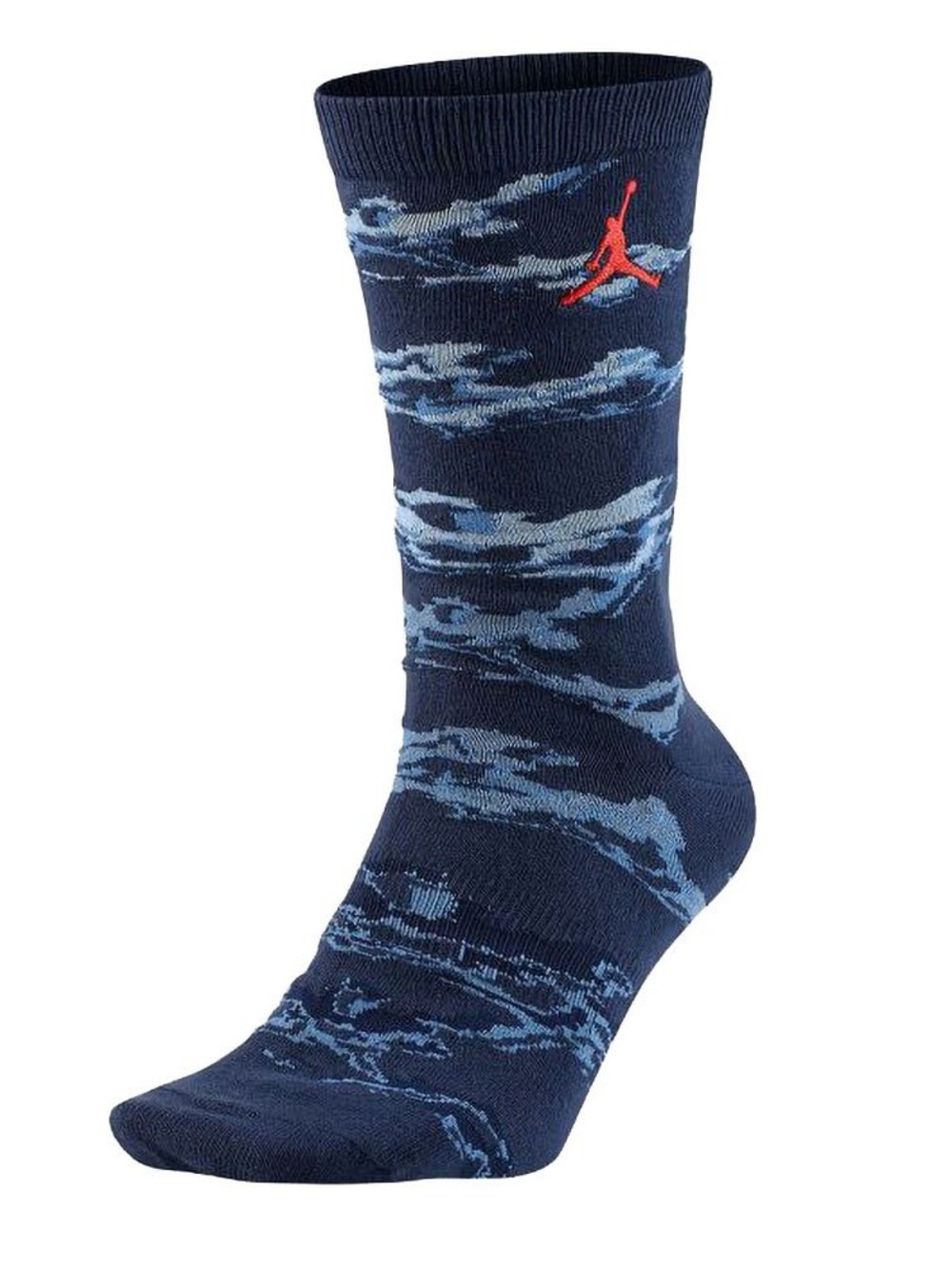 Jordan Men’s Navy Camo Cloud Crew Socks - Blue/Red Size 8-12 Large Dead Stock